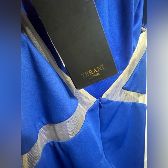 Blue Terani Couture Evening Gown with mesh detailing - Picture 3 of 3